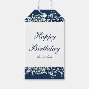 Blaue und weiße Babys Atem Floral-Geschenkanhänger Geschenkanhänger