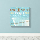 Blaue und weiße Badewanne Leinwanddruck (Insitu (Holzboden))