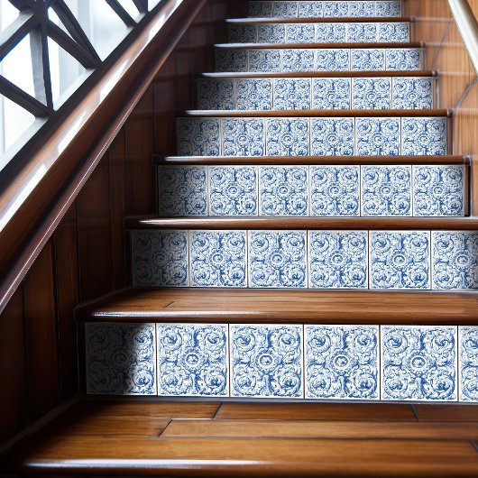 Blaue und weiße barocke Akanthus Fliese