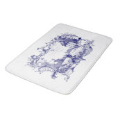 Blaue und weiße Barocke Rokoko Cartouche Ruins Sze Badematte (Schrägansicht)