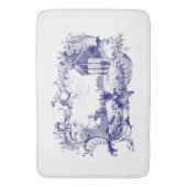 Blaue und weiße Barocke Rokoko Cartouche Ruins Sze Badematte (Vorderseite Vertikal)