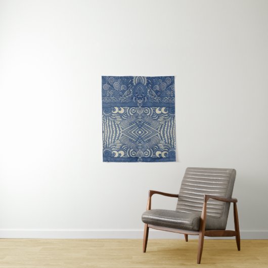 Blaue und weiße Bauerntapeten Wandteppich (Beispiel)