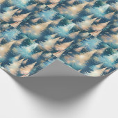 Blaue und weiße Bäume Moderne Weihnachten Geschenkpapier (Ecke)