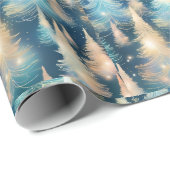 Blaue und weiße Bäume Moderne Weihnachten Geschenkpapier (Rolleneckpunkt)