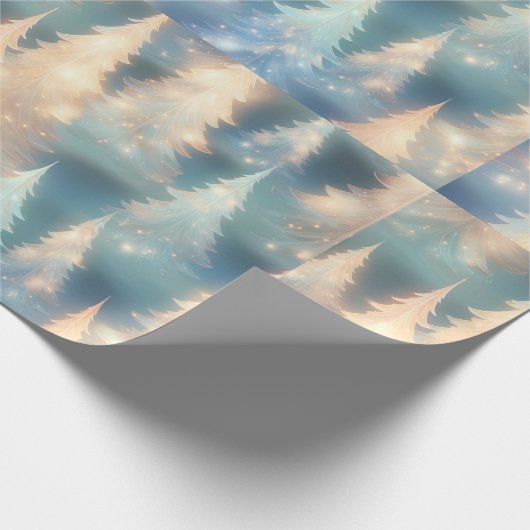 Blaue und weiße Bäume Moderne Weihnachten Geschenkpapier (Ecke)