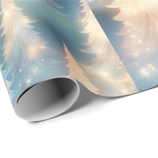 Blaue und weiße Bäume Moderne Weihnachten Geschenkpapier (Rolleneckpunkt)