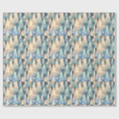 Blaue und weiße Bäume Moderne Weihnachten Geschenkpapier (Flach)