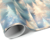Blaue und weiße Bäume Moderne Weihnachten Geschenkpapier (Rolleneckpunkt)