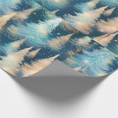 Blaue und weiße Bäume Moderne Weihnachten Geschenkpapier (Ecke)