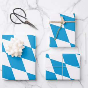 Blaue und weiße bayerische Diamant-Flaggen-Muster Geschenkpapier Set