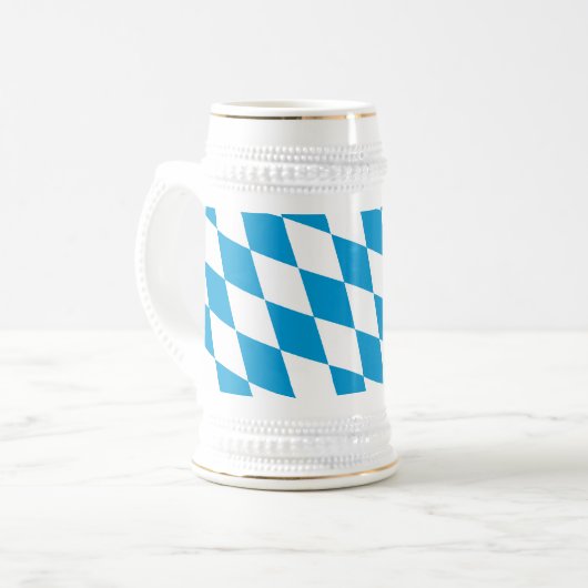 Blaue und weiße Bayern Diamantflagge Bierglas (Vorderseite Links)