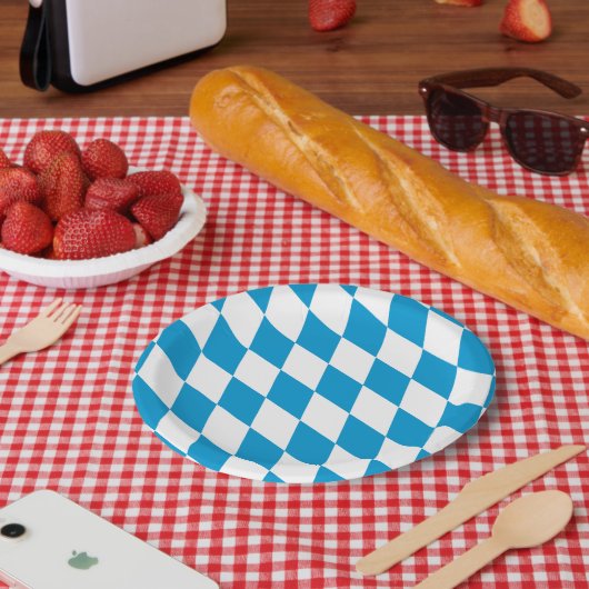 Blaue und weiße Bayern Diamantflagge Pappteller (Picknick)