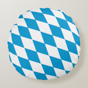 Blaue und weiße Bayern Diamantflagge Rundes Kissen