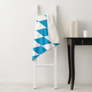 Blaue und weiße Bayern Diamantflagge Sherpadecke