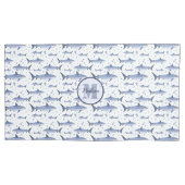 Blaue und weiße Bezeichnung + Farbmonogramm Kissenbezug (Vorderseite-Links)