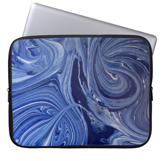 Blaue und weiße Bilder Laptopschutzhülle (Vorderseite)