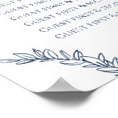 Blaue und weiße Blätter im Hochzeitsstift Poster (Ecke)