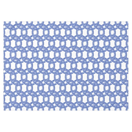 Blaue und weiße blaue Grenz-Muster Tischdecke (Vorderseite (Horizontal))