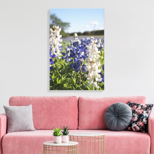 Blaue und weiße Bluebonnets - Leinwand Kunst (Insitu (Wohnzimmer))