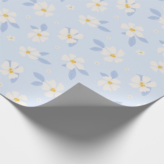 Blaue und weiße Blume Geschenkpapier (Ecke)