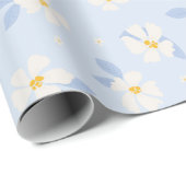 Blaue und weiße Blume Geschenkpapier (Rolleneckpunkt)