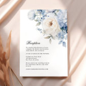 Blaue und weiße Blume Hochzeitsempfang Begleitkarte
