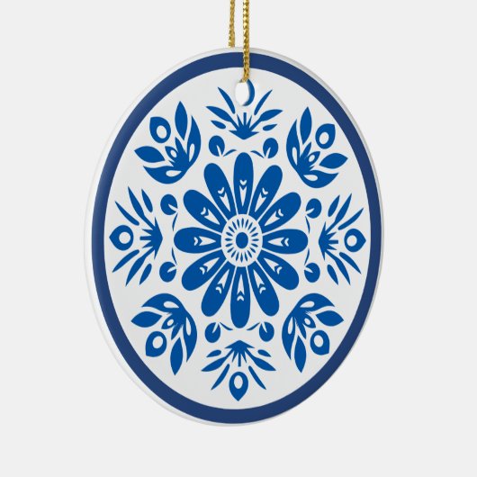 Blaue und weiße Blume Keramik Ornament (Rechts)