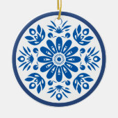 Blaue und weiße Blume Keramik Ornament (Vorne)