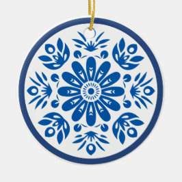 Blaue und weiße Blume Keramik Ornament