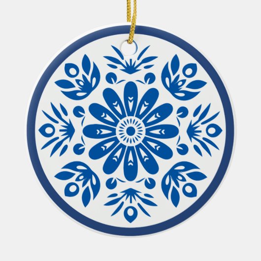 Blaue und weiße Blume Keramik Ornament (Vorne)