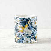 Blaue und weiße Blume Schmetterlingsmuster Verwandlungstasse (Mittel)