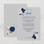 Blaue und weiße Blume, silberne Blätter Begleitkarte (Vorne/Hinten)