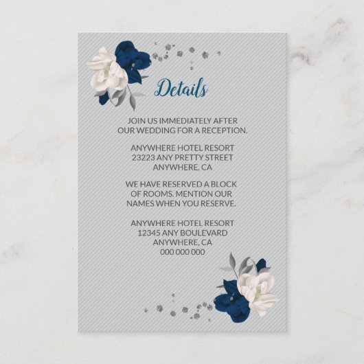 Blaue und weiße Blume, silberne Blätter Begleitkarte (Vorderseite)