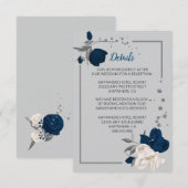 Blaue und weiße Blume, silberne Blätter Begleitkarte (Vorne/Hinten)