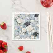 Blaue und weiße Blumen-Abschlussfeier Servietten (Beispiel)