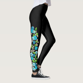 Blaue und weiße Blumen auf Rebe-Leggings Leggings