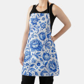 Blaue und weiße Blumen-Eleganz Schürze (InSitu)