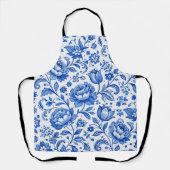 Blaue und weiße Blumen-Eleganz Schürze (Vorderseite)