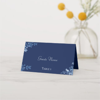 Blaue und weiße Blumen-Hochzeitsplatzkarten Platzkarte