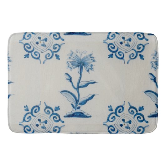 Blaue und weiße Blumen Hollands Badematte (Vorderseite)