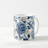 Blaue und weiße Blumen Kaffeetasse (VorderseiteRechts)