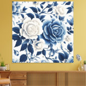 Blaue und weiße Blumen Leinwanddruck (Insitu (Wohnzimmer))