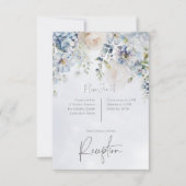 Blaue und weiße Blumen Moderne Empfang Card RSVP Karte (Vorderseite)