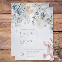 Blaue und weiße Blumen Moderne Hochzeit