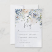 Blaue und weiße Blumen Modernes Hochzeitsessen RSVP Karte (Vorderseite)