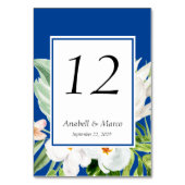 Blaue und weiße Blumen Tischnummer (Rückseite)