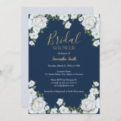 Blaue und weiße BlumenBrautparty Einladung (Vorne/Hinten)