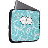 Blaue und weiße Blumendamast-Laptop-Hülse Laptopschutzhülle (Vorne Rechts)