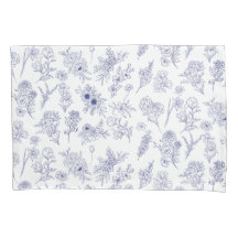 Blaue und weiße Blumenkissenbezüge