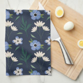 Blaue und weiße Blumenküche Handtuch (Viertel Falte)